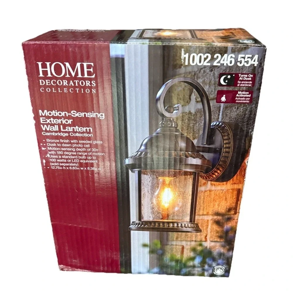 Home Decorators Collection 1-Light Bronze 12.75 in Wall Mount Lantern New
